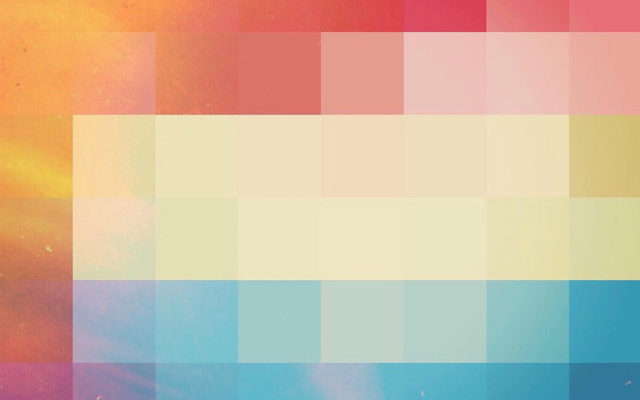 Rainbow blend mode pixel mosaic grid design